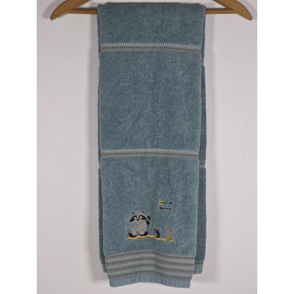 Forest Friends Bath Towels Set 2 Raccoon Arrow Green Cottagecore Nursery Bath